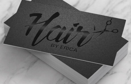 Hair Stylist Elegant Script Unique Carbon Black Business Card