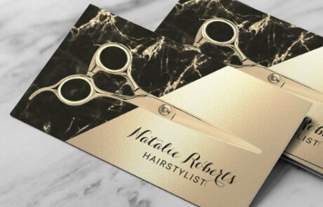 Hair Stylist Modern Black Gold Marble Beauty Salon Business Card