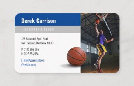 A business card for a coach or basketball player.